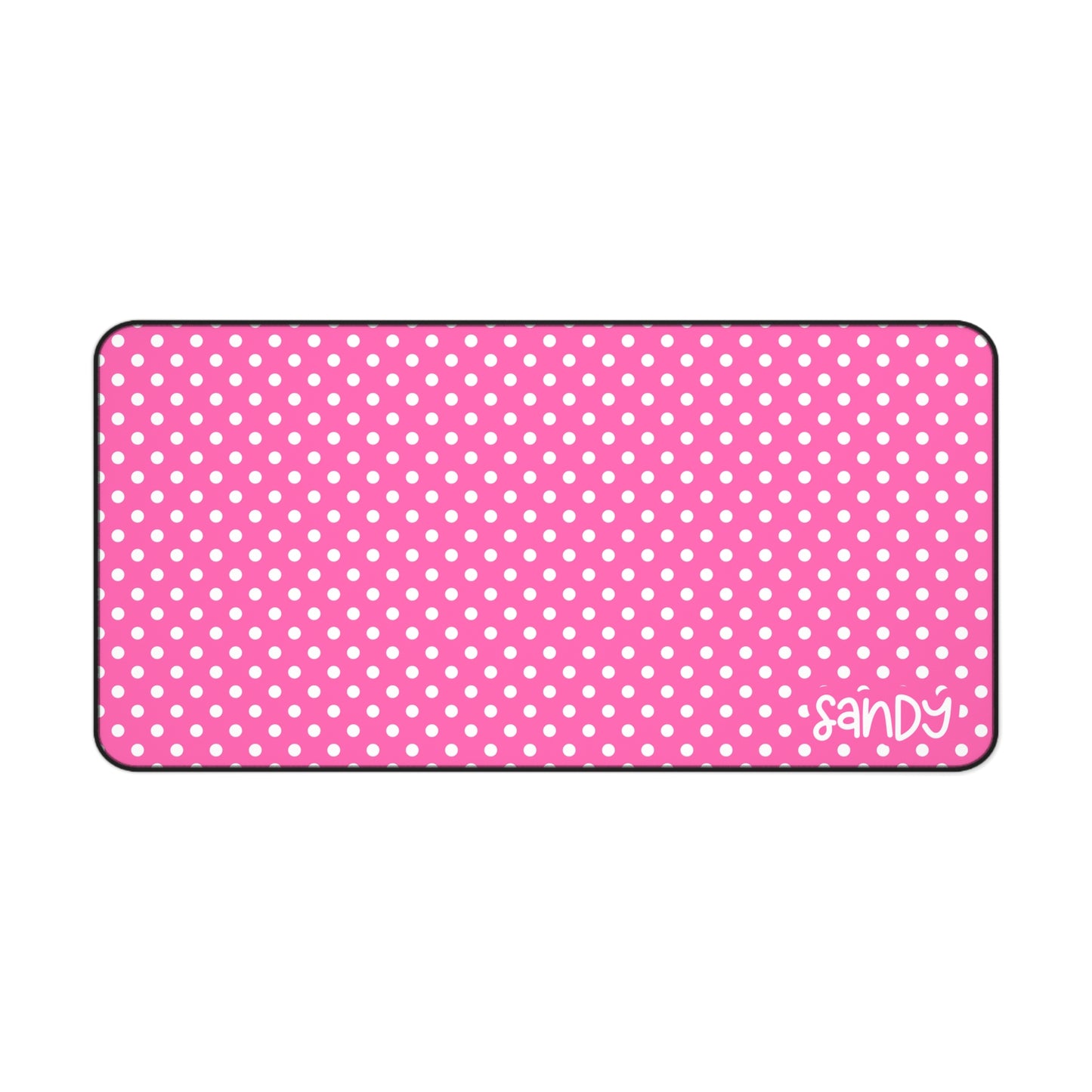 Pink Polka Dot Desk Mat — Personalized Polka Dot Mouse Pad