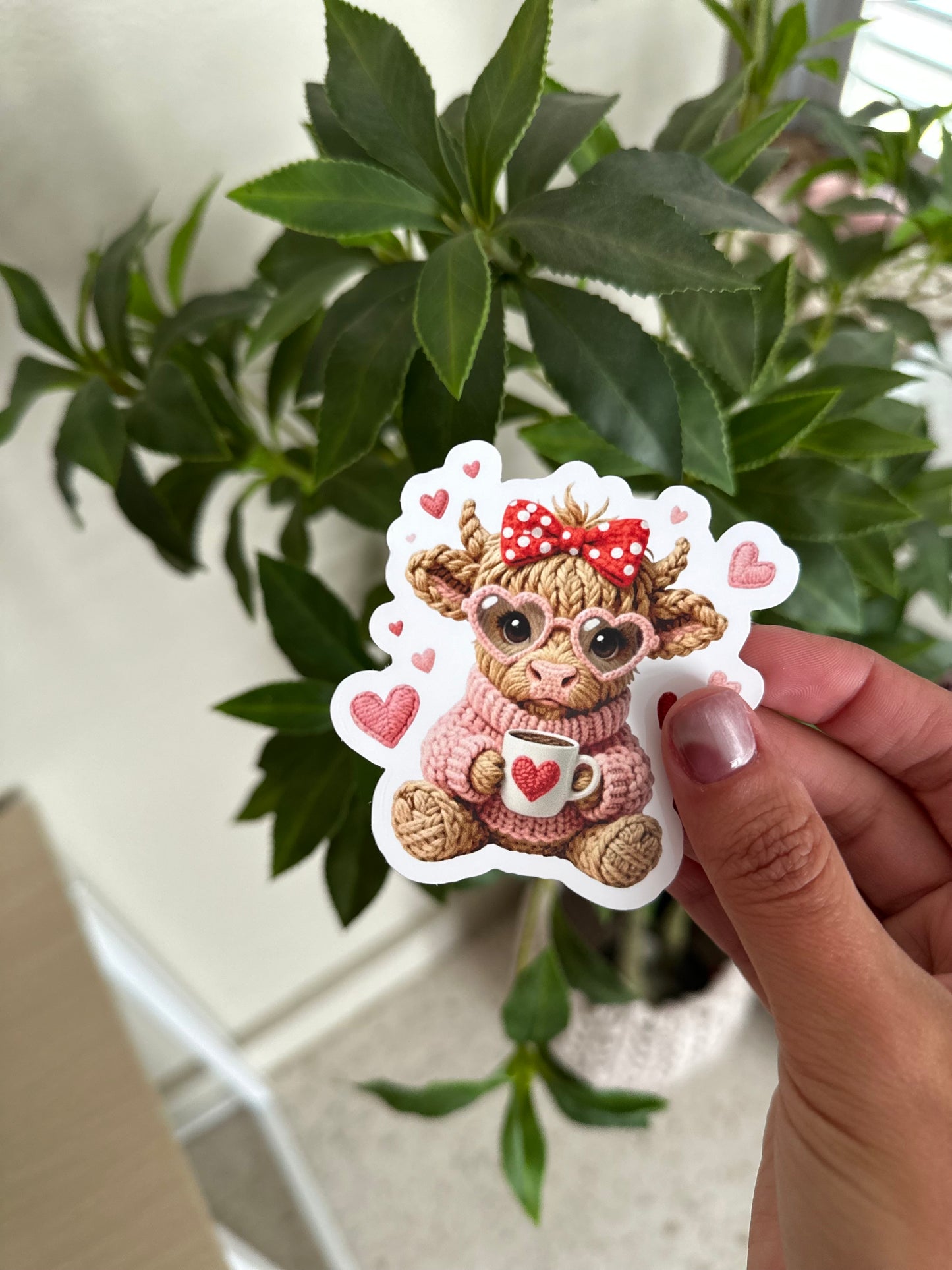 Highland Cow Sticker, Cozy Farm Animal Waterproof Sticker, 3”x3”