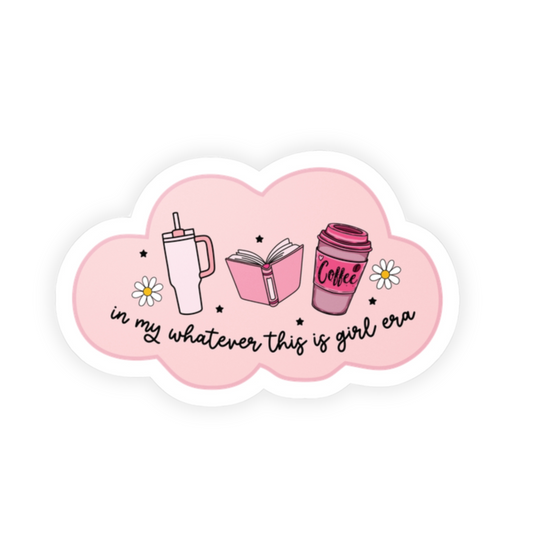 Book Girl Coffee Era Sticker (water proof) 3”x4”