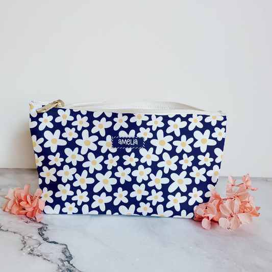 Personalized Retro Floral Pouch | Floral Accesories Bag