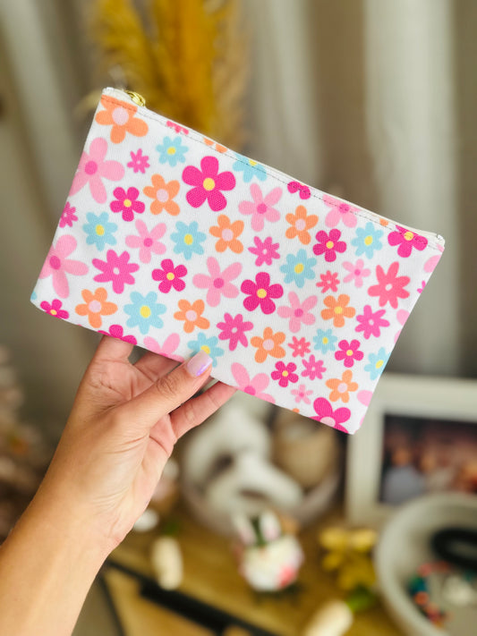 Colorful Retro Floral Pen Case and Accessory Bag