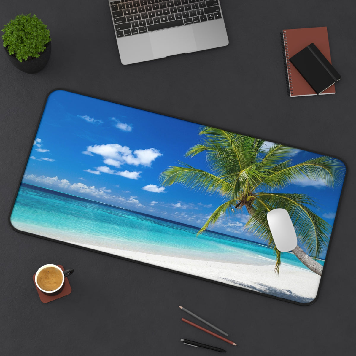Tropical Beach Desk Mat — Palm Tree Ocean Mouse Pad