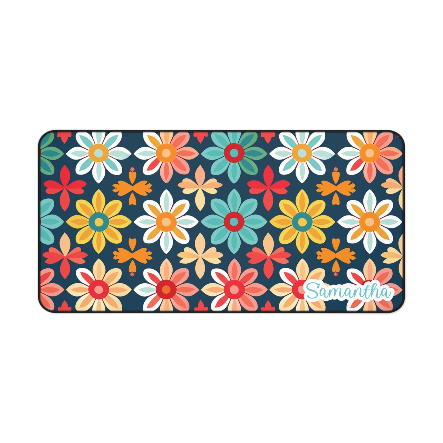 Personalized Bright Floral Desk Mat | Cute Desk Pad