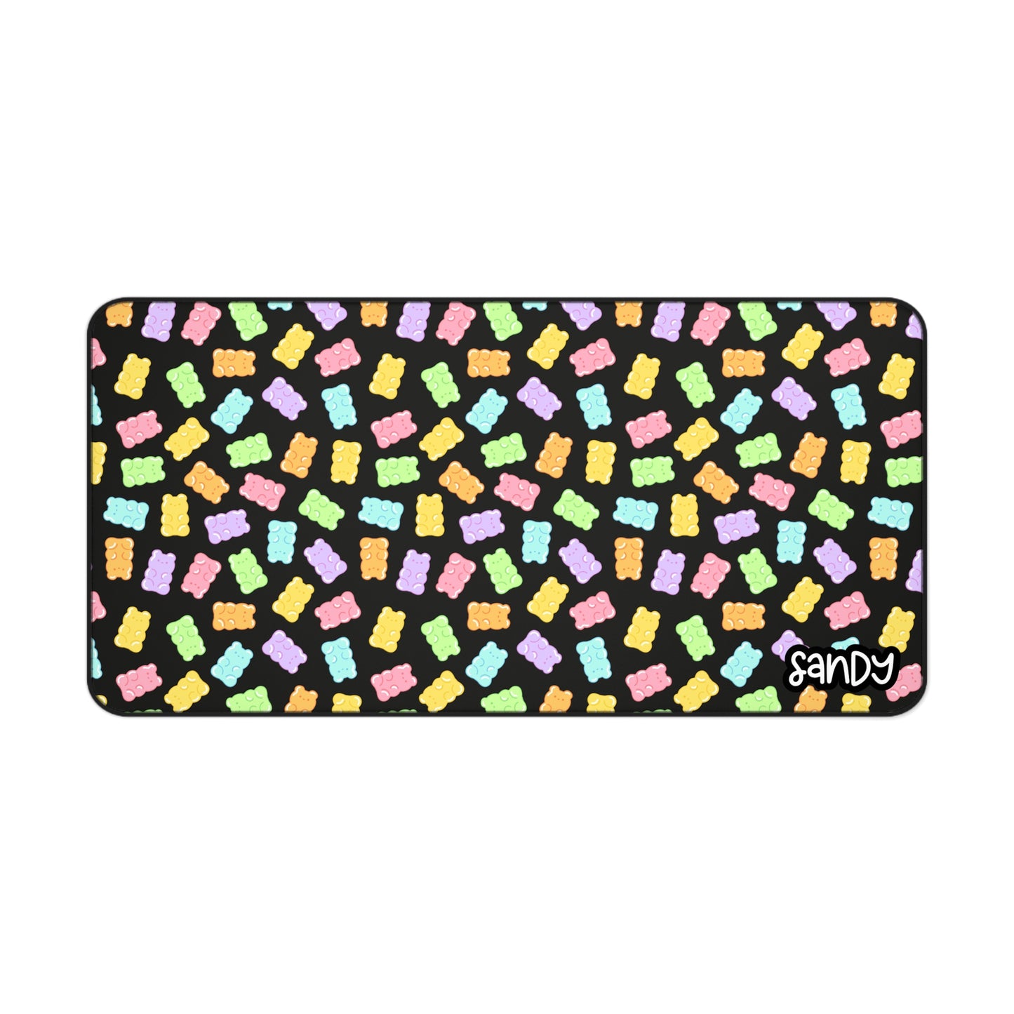 Gummy Bear Pattern Desk Mat (black) | Colorful Candy Mouse Pad for Cute Gaming & Office Desks | Valentine Desk Mat
