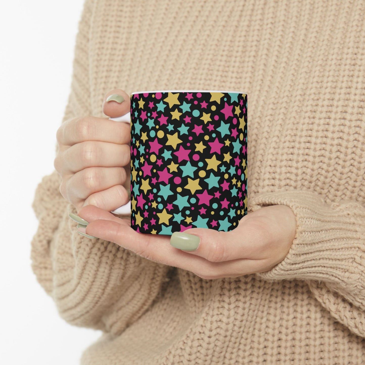 Cute Stars Black Coffee Mug (11oz)