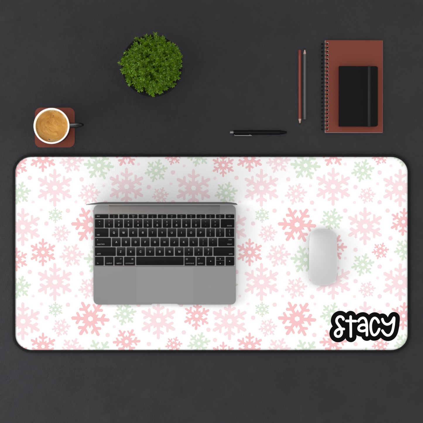 Personalized Winter Snowflake Desk Mat