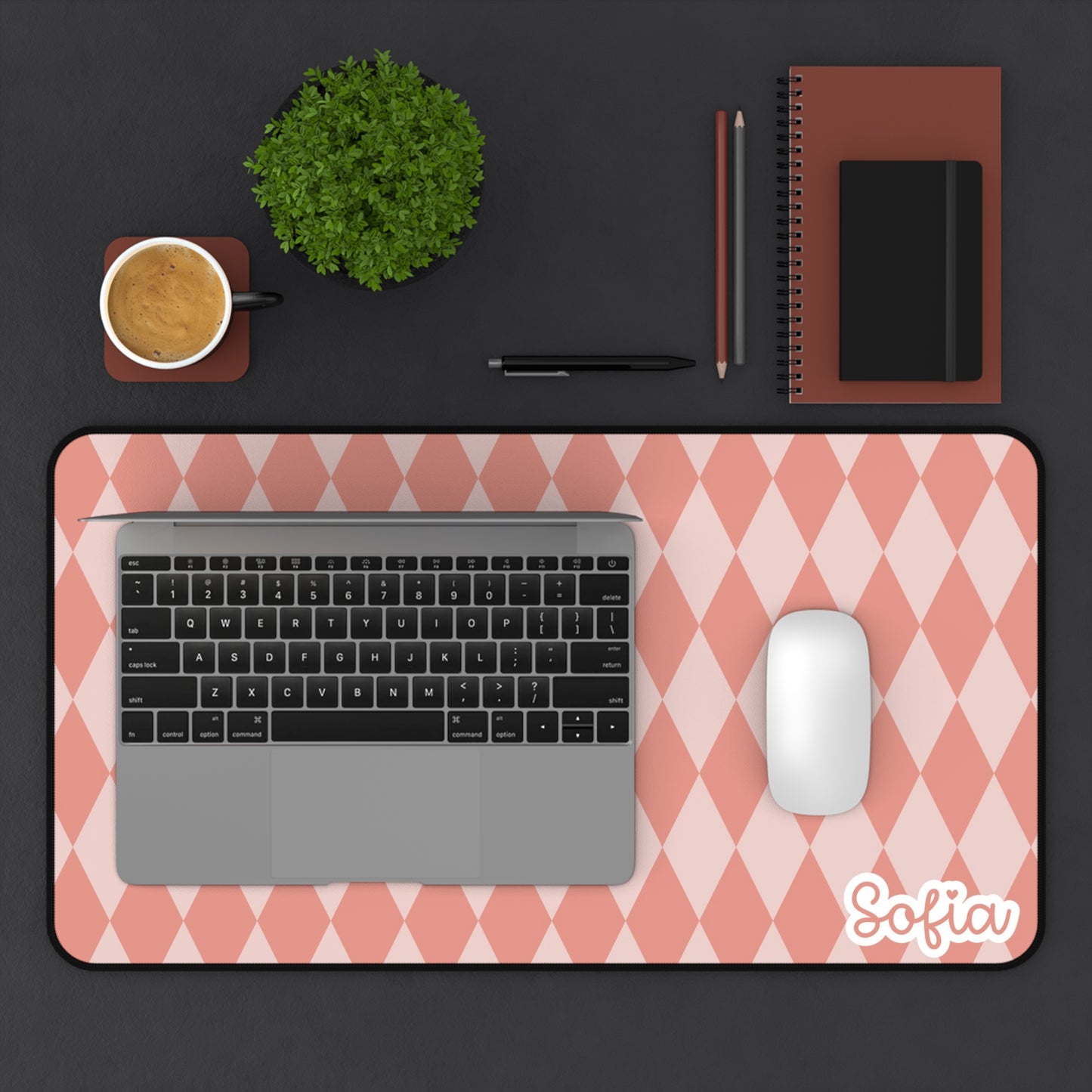Pink Boho Chic Desk Mat - Stylish Workspace Accessory, Personalized Gift, Office Decor, Modern Desk Pad, Home Office Essentials