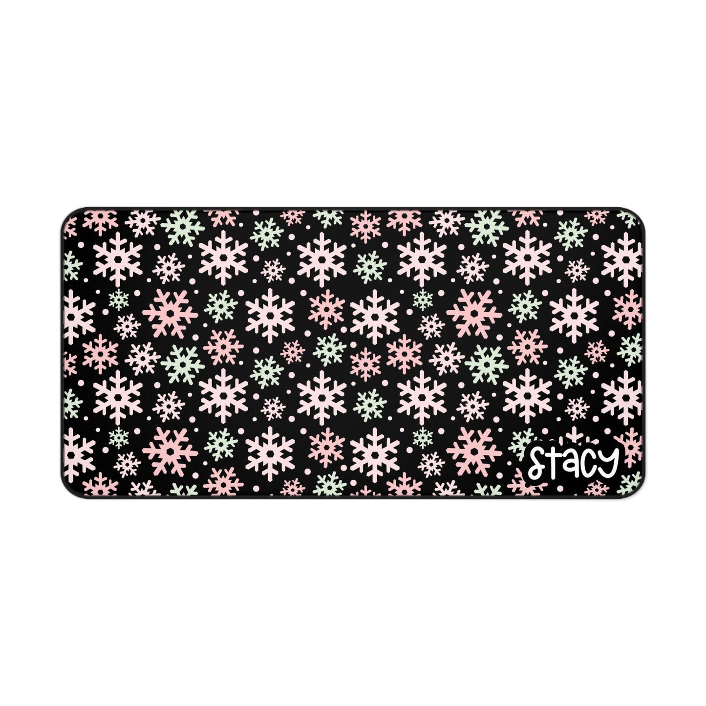 Winter Wonderland Personalized Desk Mat (black background)