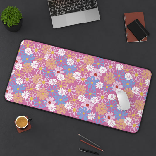 Spring Flowers Pink Desk Mat | Cute Desk Pad