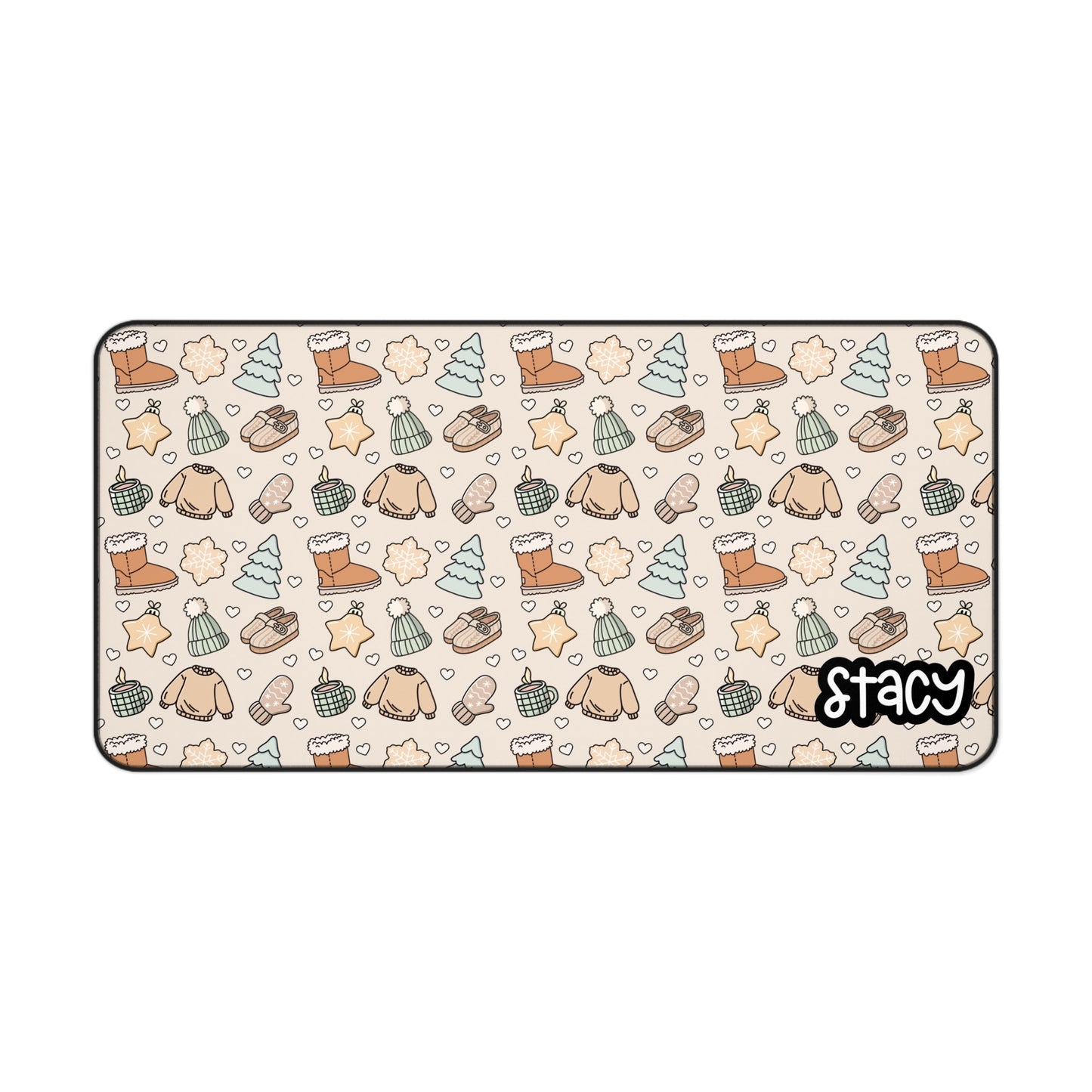 Cozy Holiday Desk Mat with Personalized Name | Sweater Weather Desk Mat