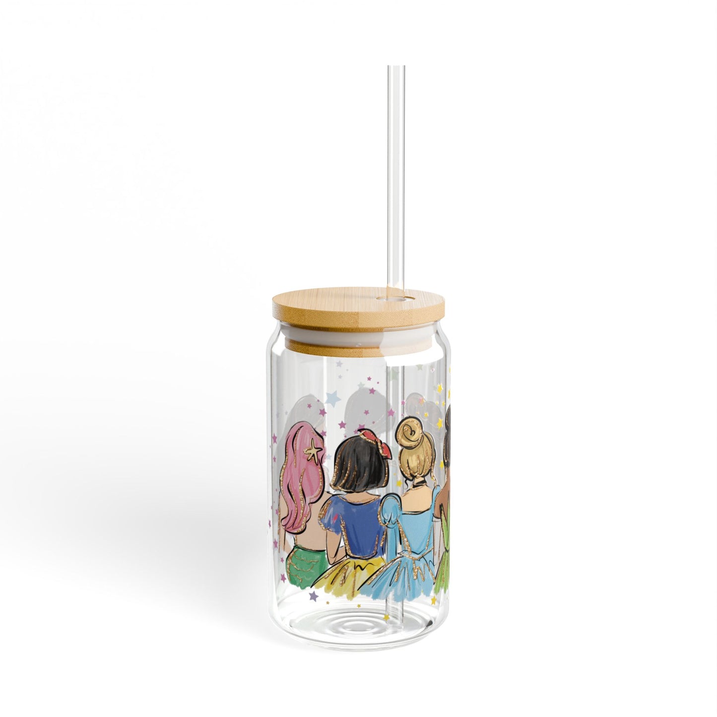 Disney Princess Glass Cup, 16oz | With Lid & Straw