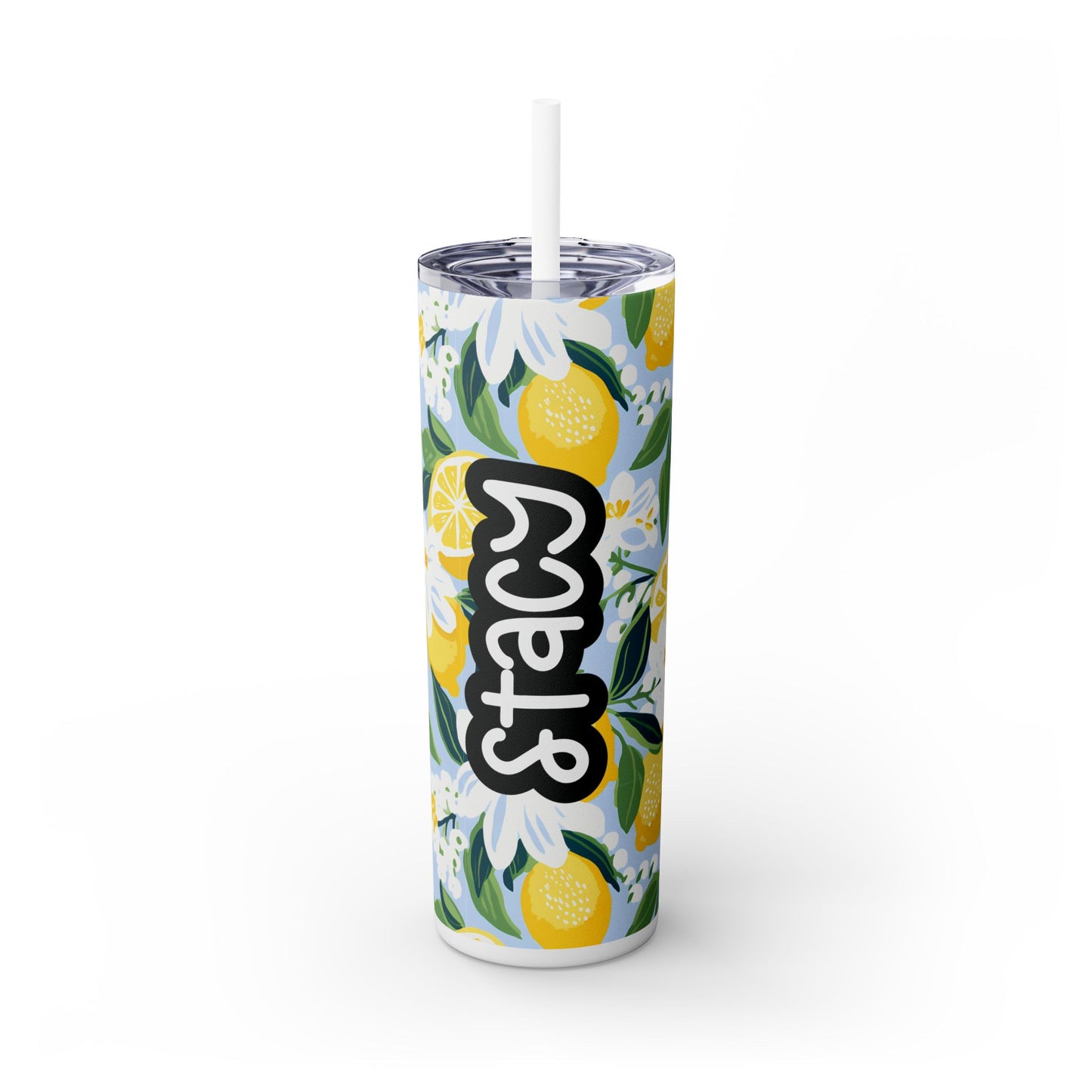 Personalized Lemon Lime Skinny Tumbler with Straw, 20oz