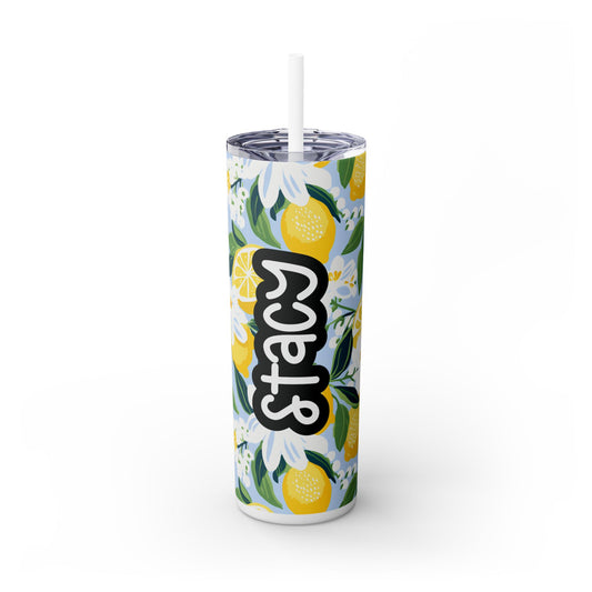Personalized Lemon Lime Skinny Tumbler with Straw, 20oz