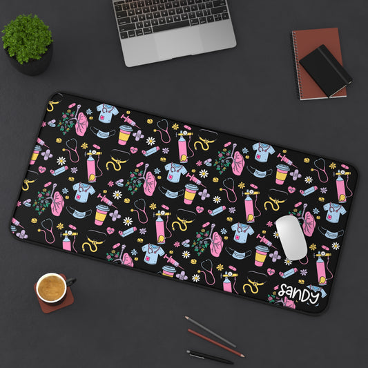 Cute Respiratory Care Desk Mat — Colorful Medical Themed Mouse Pad