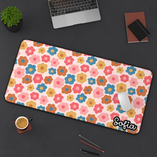 Boho Daisy Desk Mat - Cute Desk Accessory, Office Décor, Personalized Gift, Study Space, Computer Mat