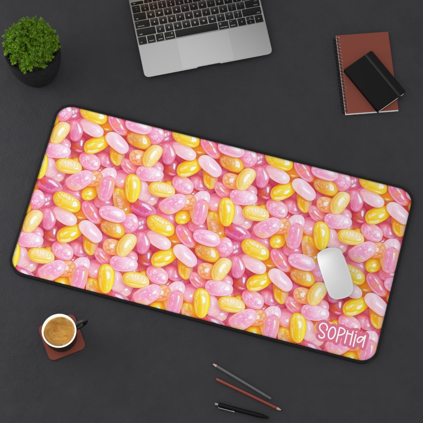 Candy Jellybean Desk Mat | Pink Candy Mousepad | Pink Candy Desk Mat
