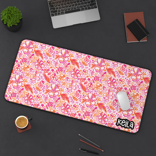 Personalized Cute Hawaiian Floral Desk Mat | Cute Desk Pads