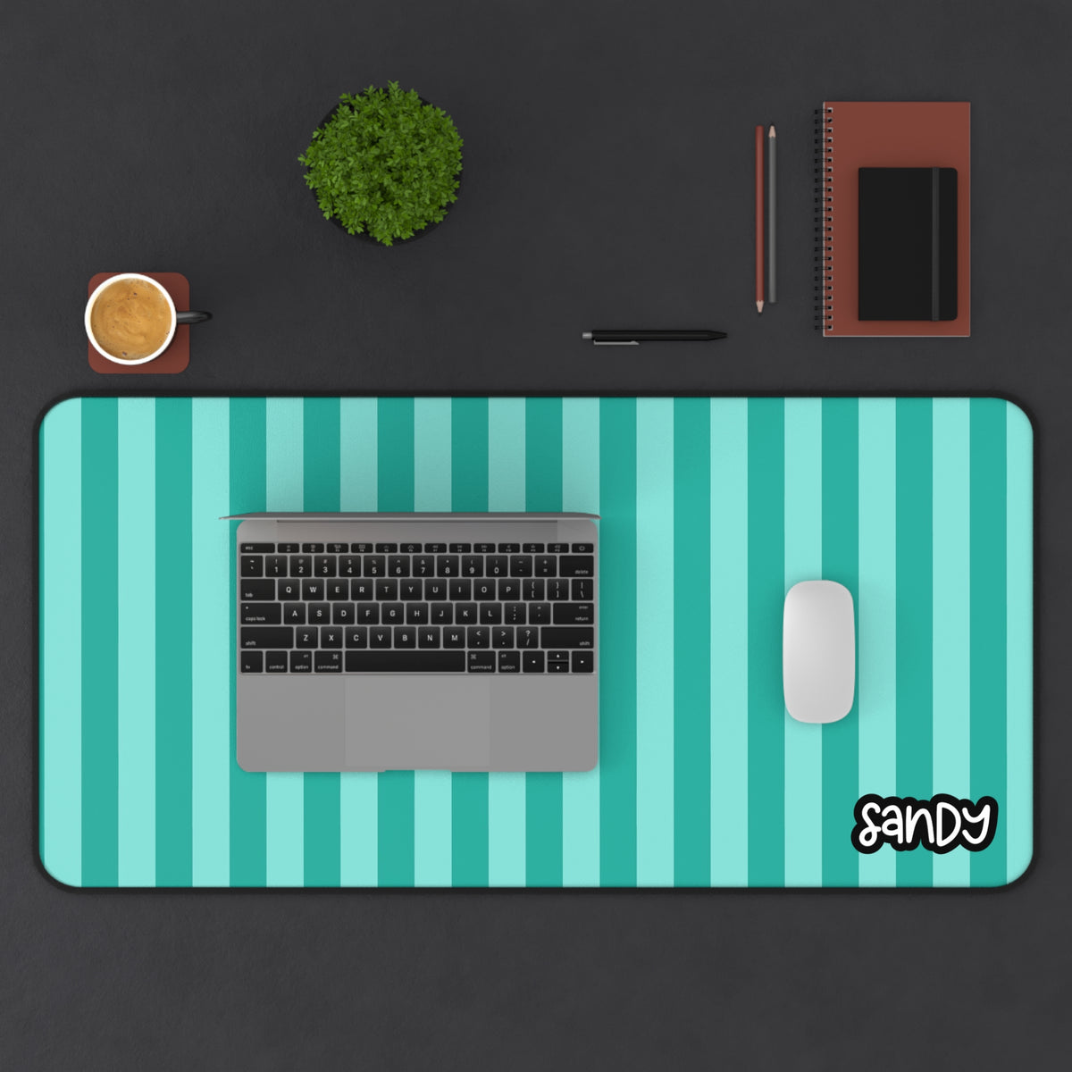 Aqua Stripe Desk Mat