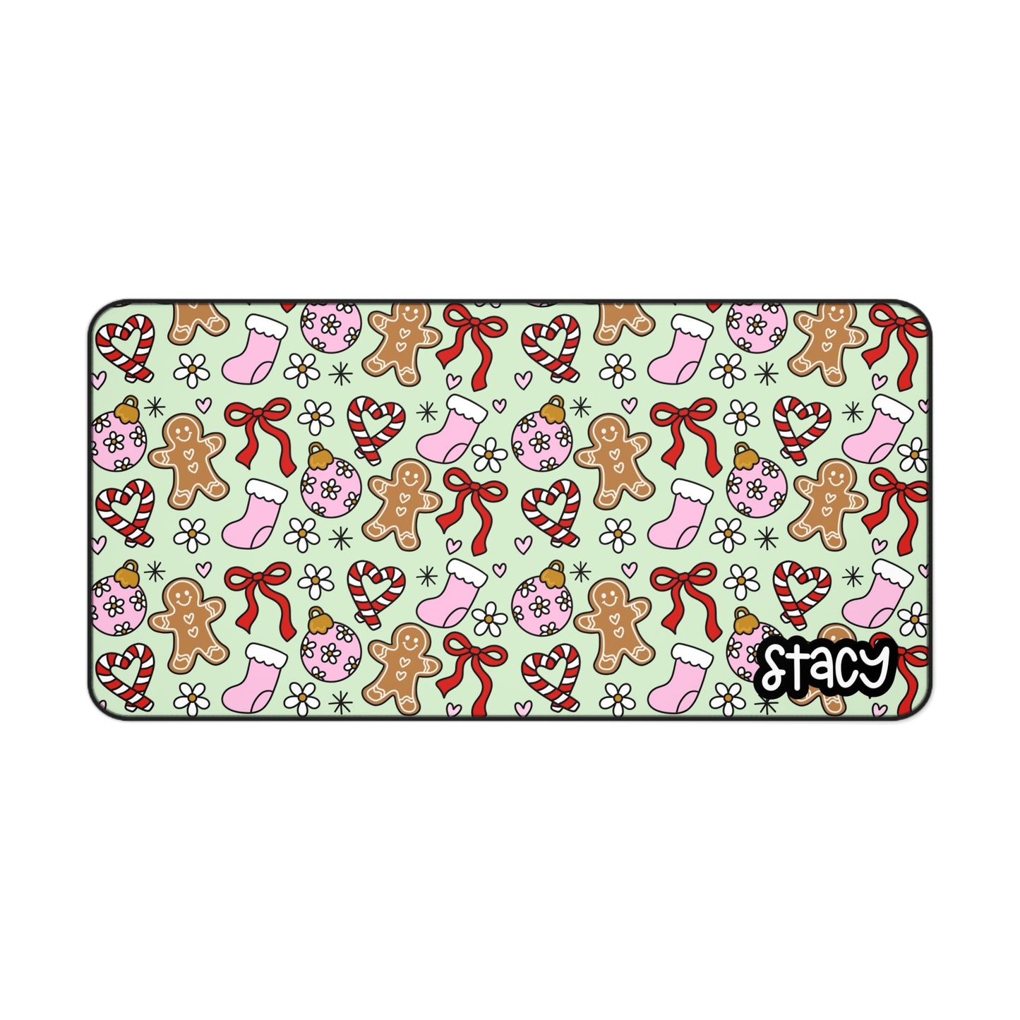 Holiday-Themed Desk Mat with Gingerbread and Candy Design