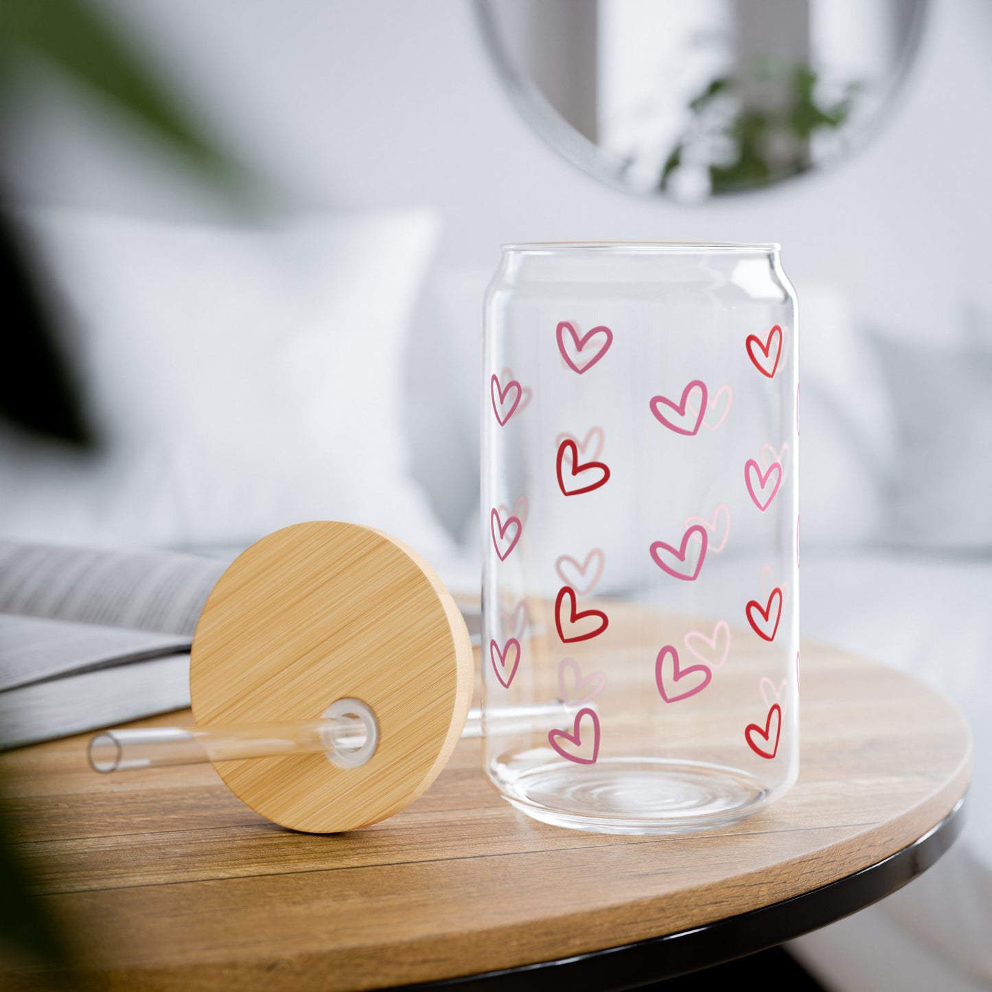 Valentine’s Glass Cup, 16oz | With Lid & Straw