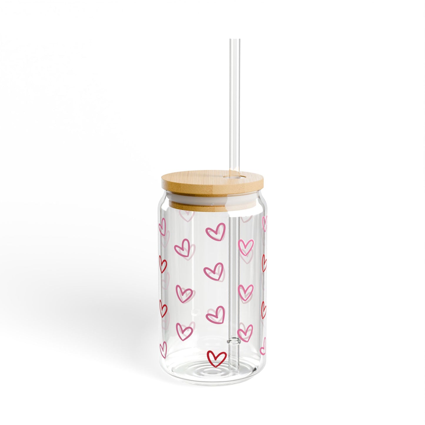 Valentine’s Glass Cup, 16oz | With Lid & Straw