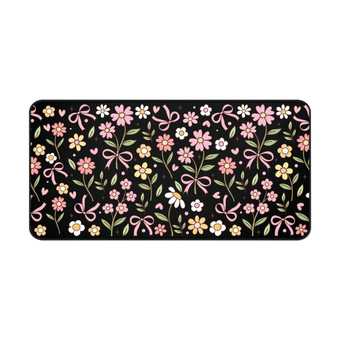 Spring Floral and Bows Desk Mat | Cute Desk Pad