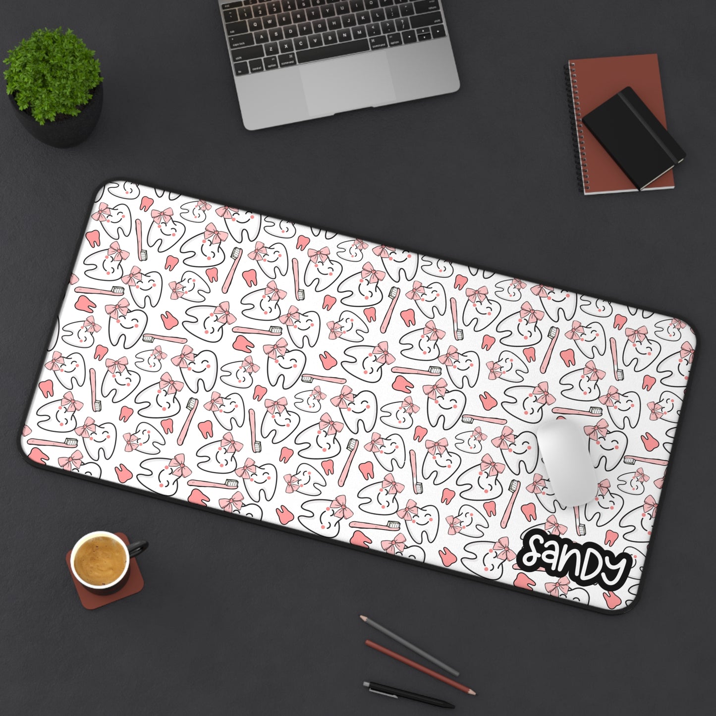 Cute Dentist Themed Desk Mat | Cute Tooth Pattern Desk Mat | Personalized Dental Mousepad