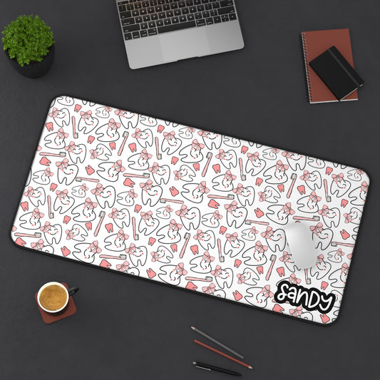 Cute Dentist Themed Desk Mat | Cute Tooth Pattern Desk Mat | Personalized Dental Mousepad