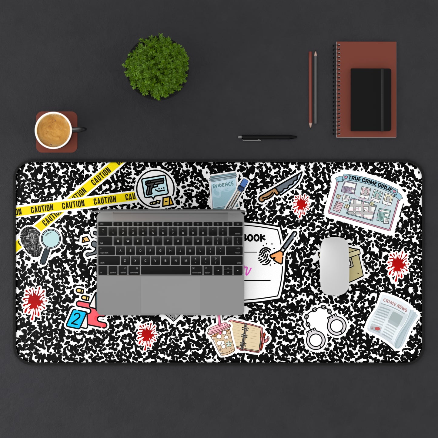 Personalized True Crime Desk Mat — Crime Scene Mouse Pad