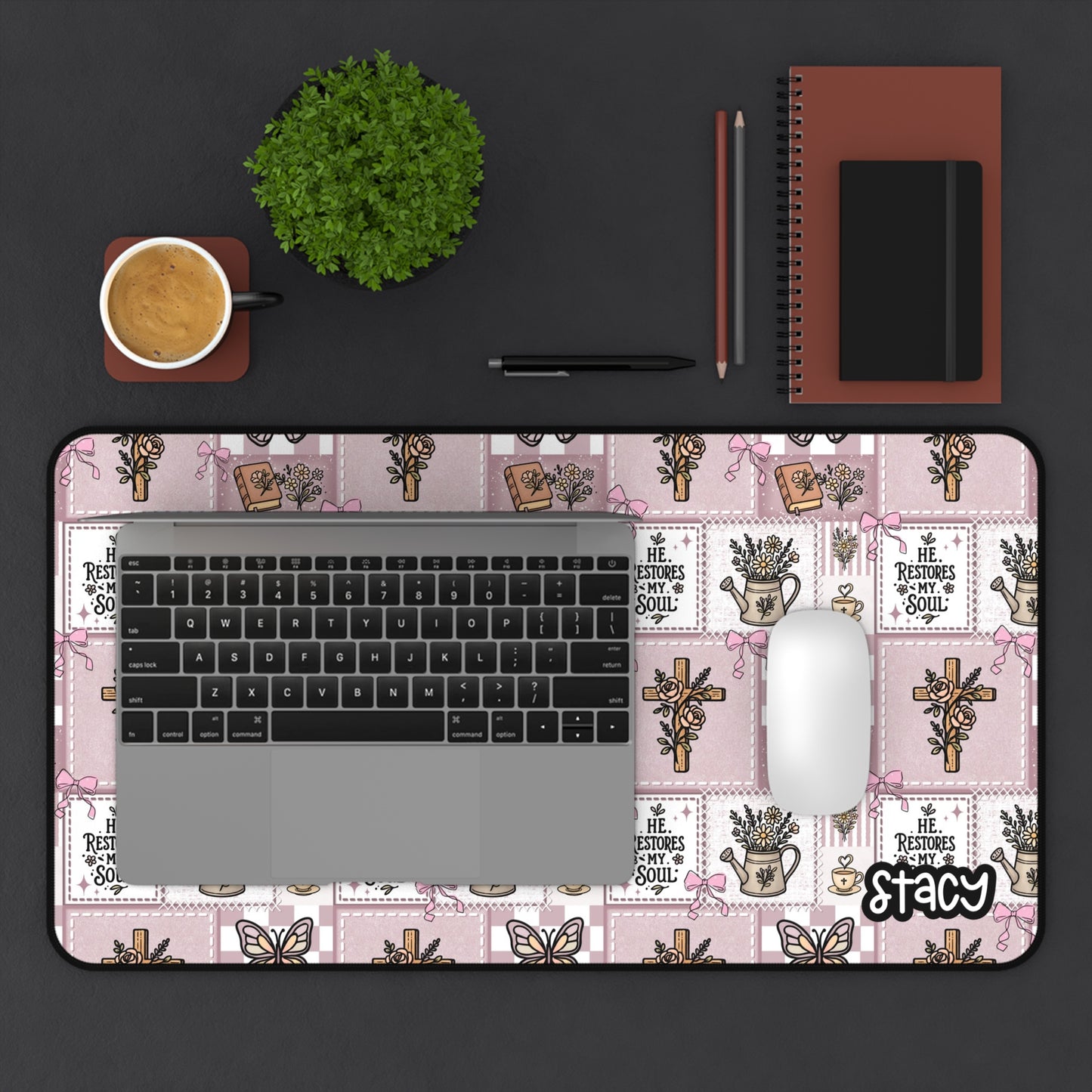 Girly Faith Desk Mat, Inspirational Office Decor, Cute Faith Mouse Pad, Computer Mouse Pad, Girly Faith Mouse Pad, Gift for Her, Faith Home Office Accessory