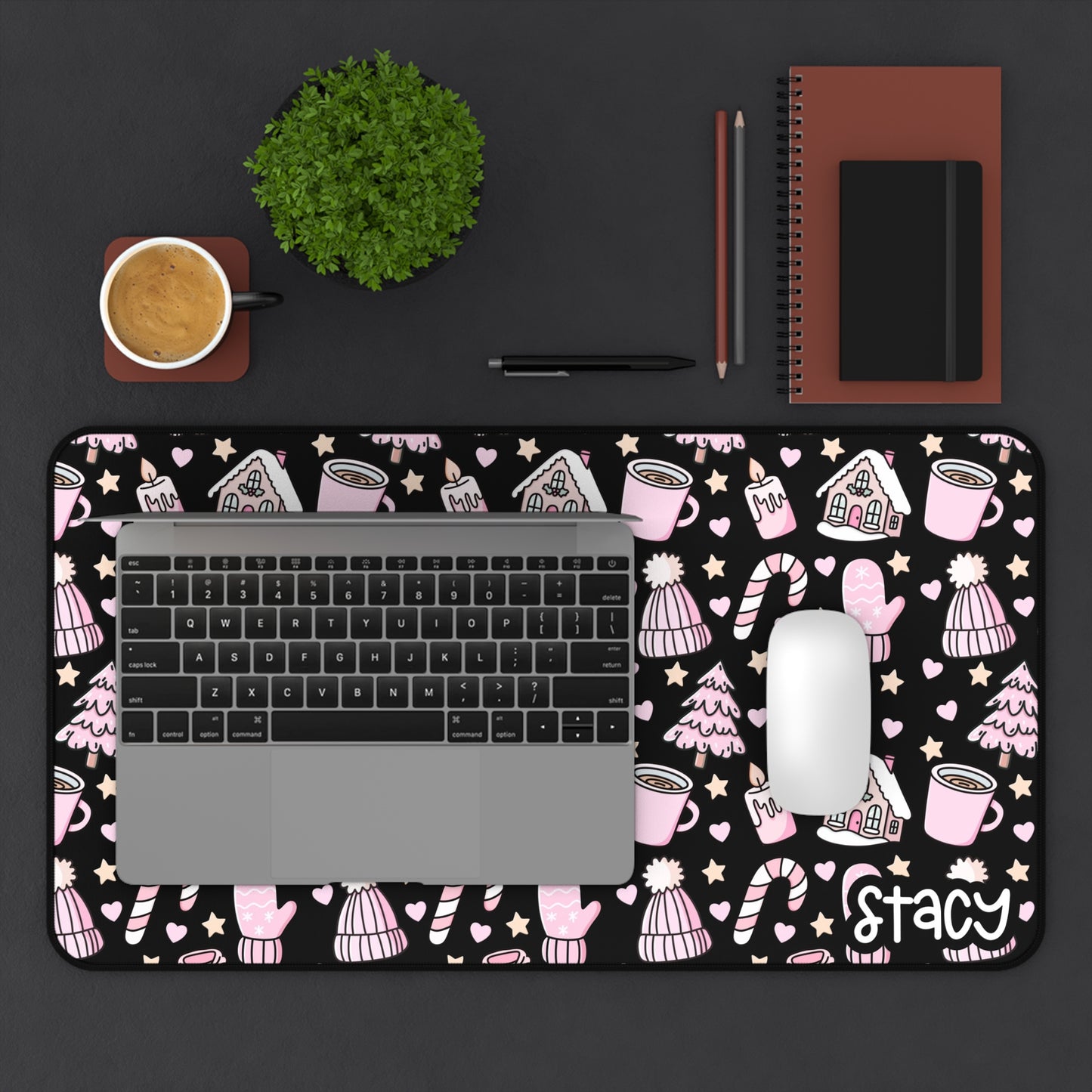 Cozy Holiday Desk Mat with Winter Wonderland Design