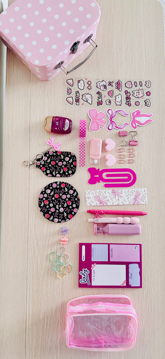 💝 Organized Babe Desk Kit Mystery Box — 27 Curated Items for a Cute Desk Glow‑Up | Coquette Stationery Bundle