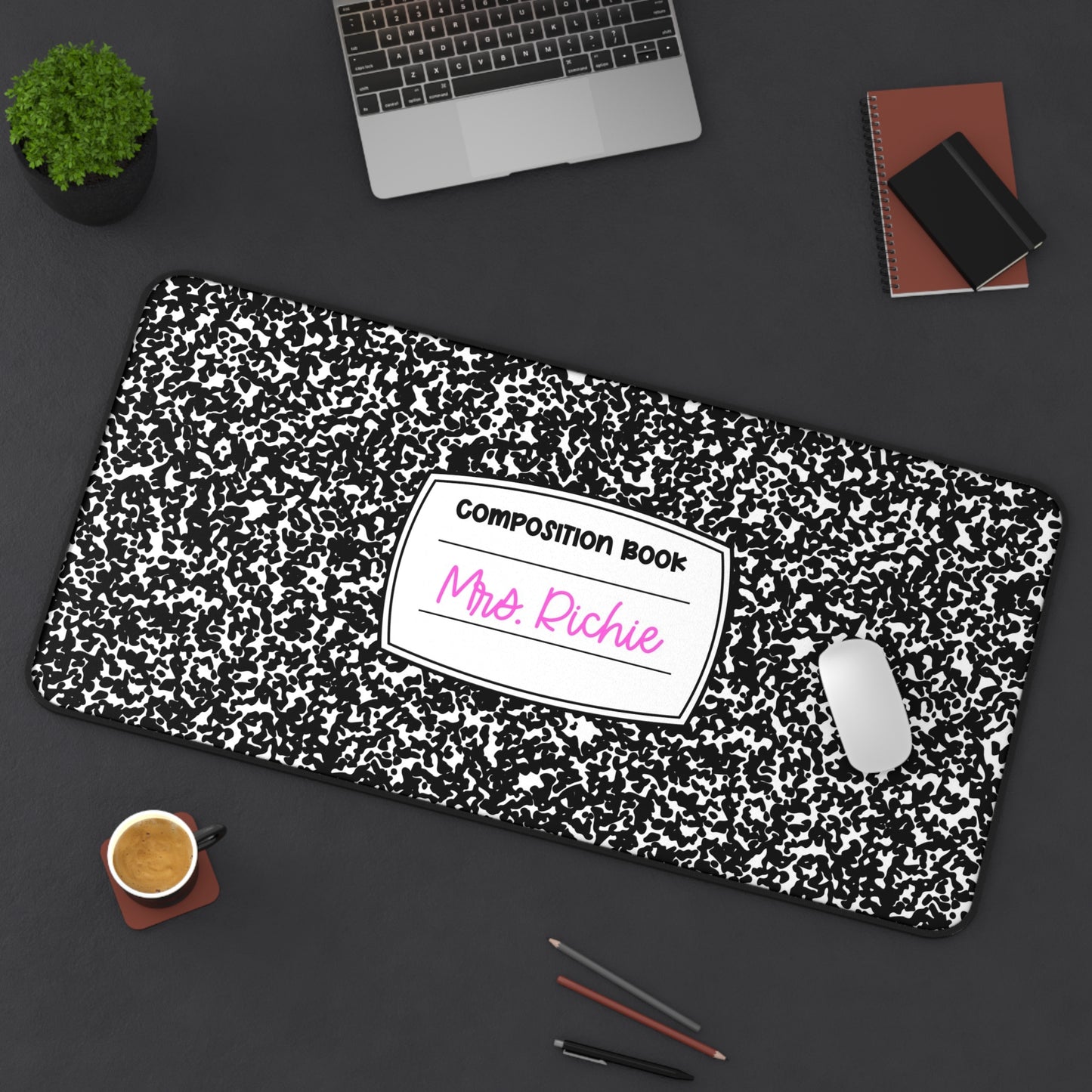 Composition Book Themed Personalized Desk Mat | Teacher Gift, Office Décor, Custom Workspace, Classroom Accessory, Stylish Desk Organizers