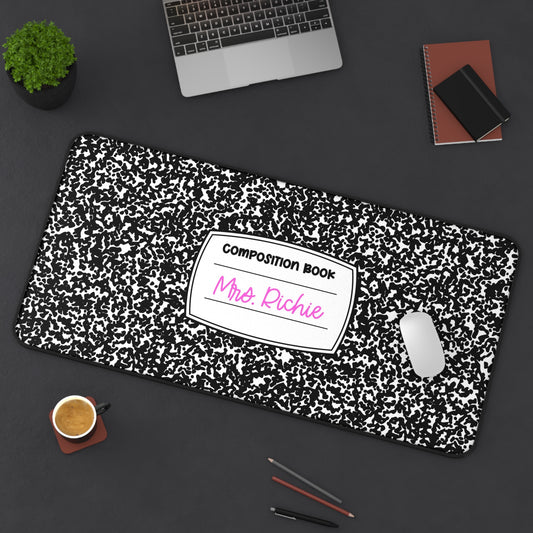 Composition Book Themed Personalized Desk Mat | Teacher Gift, Office Décor, Custom Workspace, Classroom Accessory, Stylish Desk Organizers