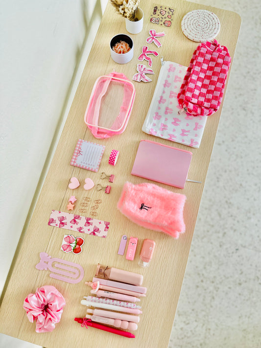 🎀 Deluxe Soft Girl Era Desk Kit Mystery Box — 40 Curated Items for the Ultimate Desk Glow‑Up | Pink Aesthetic Desk Set & Gift Box | Coquette Stationery Bundle