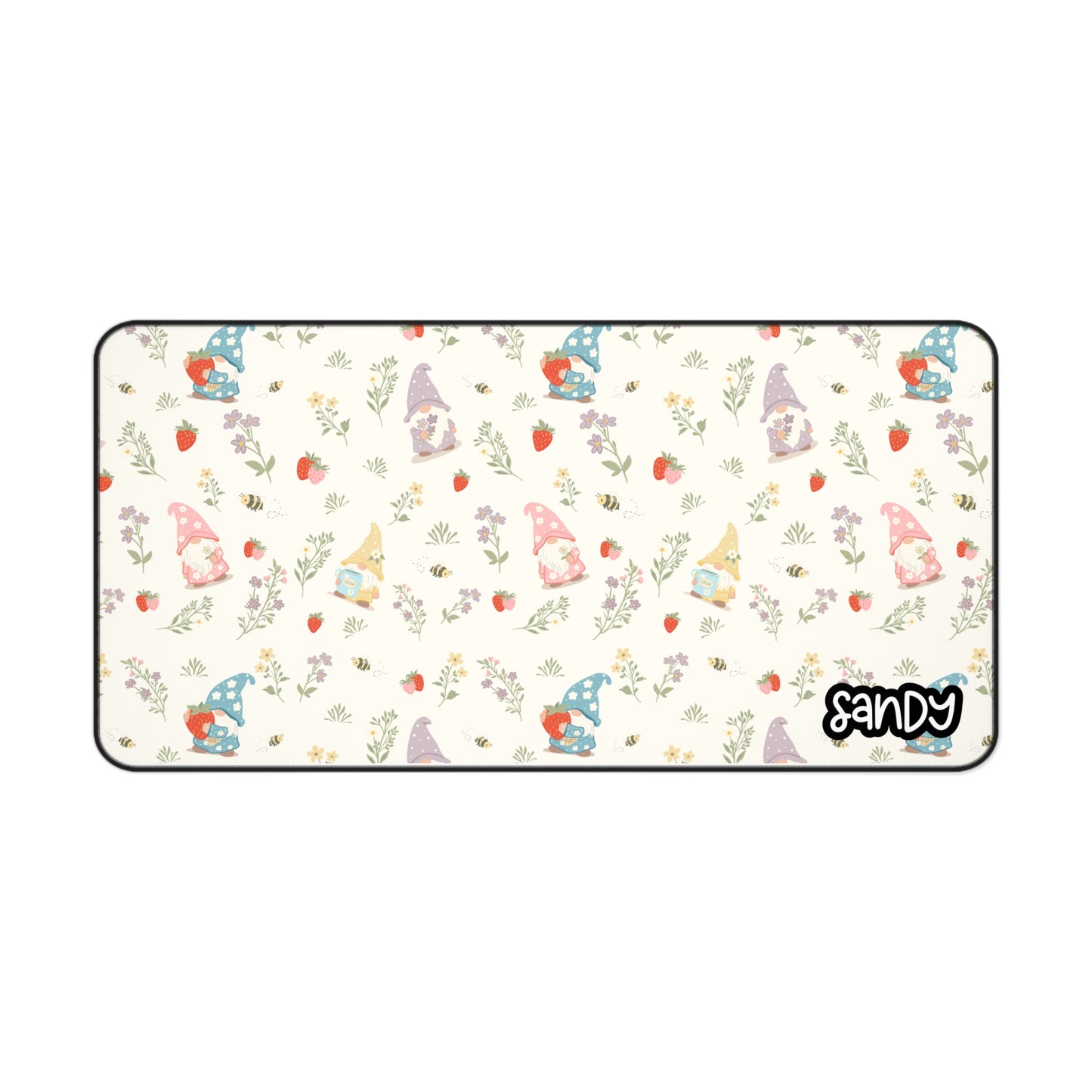 Gnome Garden Desk Mat — Cute Pastel Gnome Pattern Mouse Pad