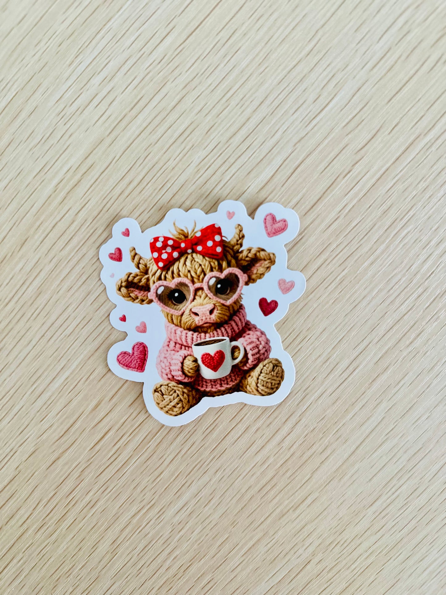 Highland Cow Sticker, Cozy Farm Animal Waterproof Sticker, 3”x3”