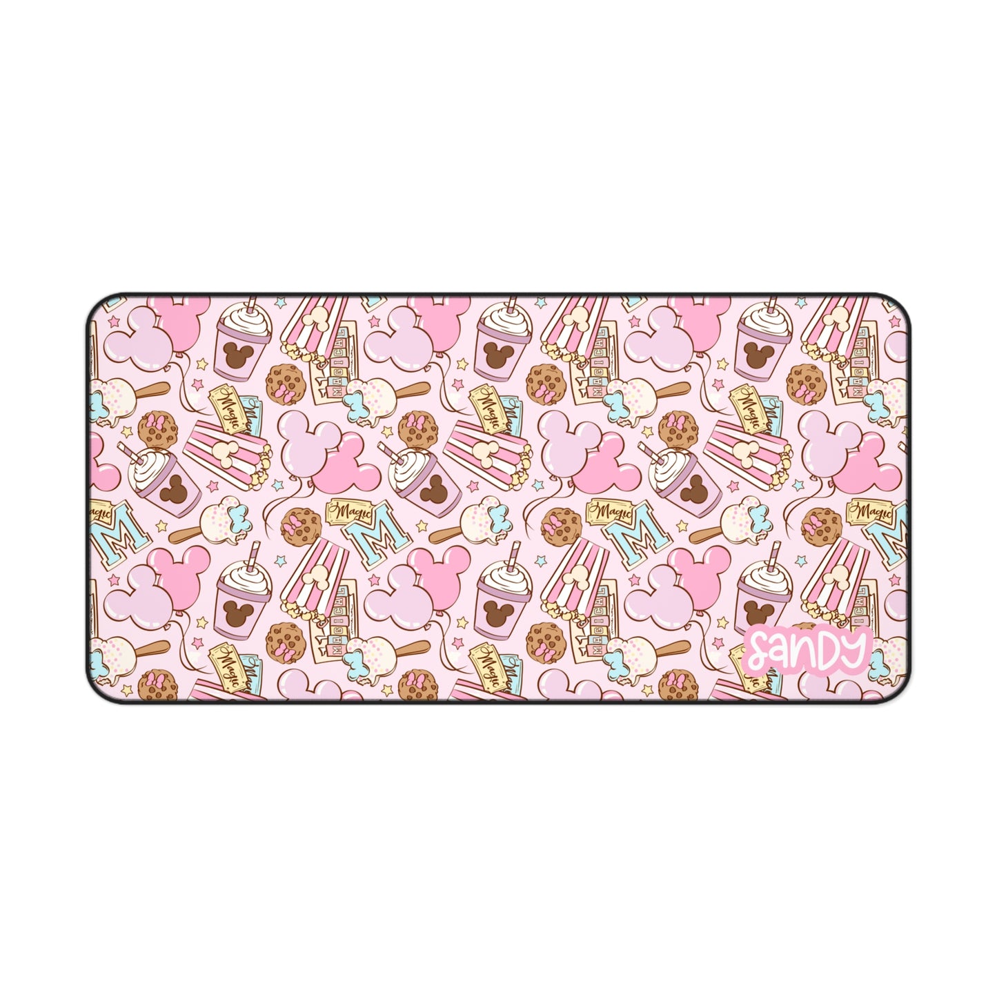Pink Magical World Snack Pattern Desk Mat — Cute Magical World Mousepad