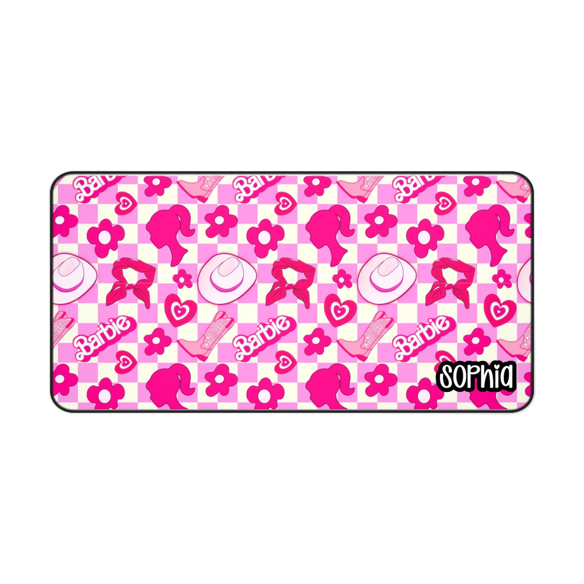 Pink Retro Barbie Desk Mat — Personalized Barbie Gamer Mousepad