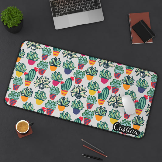 Personalized Succulent Cactus Themed Desk Mat | Cute Desk Pad