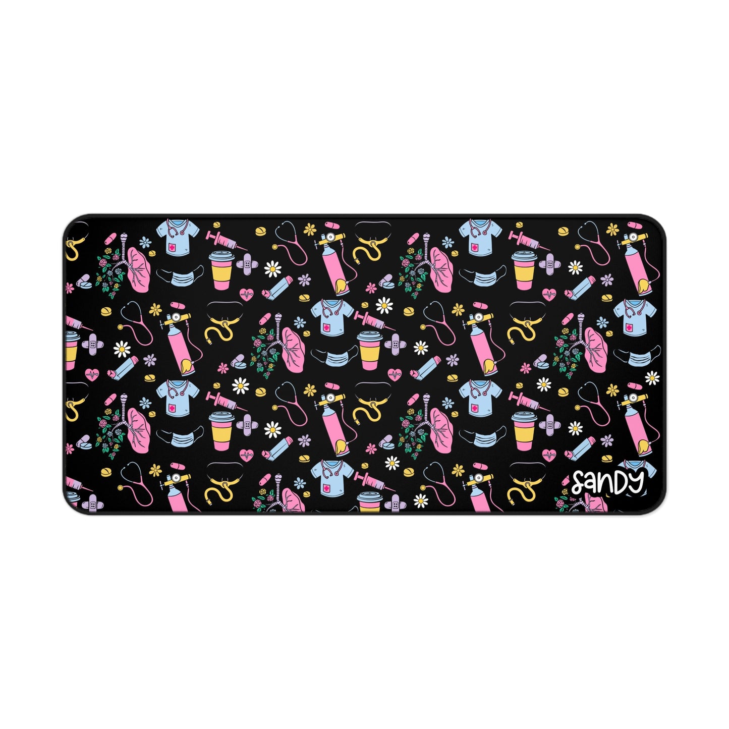 Cute Respiratory Care Desk Mat — Colorful Medical Themed Mouse Pad