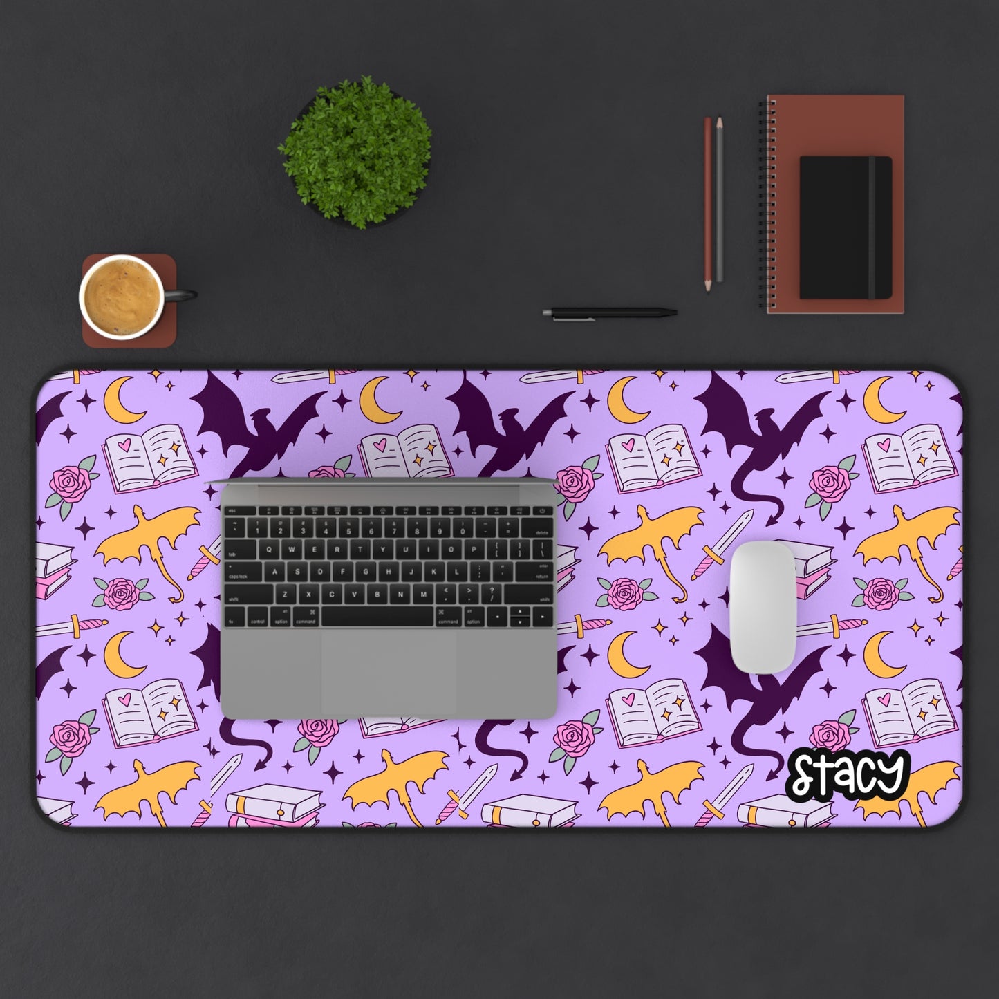 Fantasy Desk Mat (purple), Romantasy Desk Mat, Bookish Desk Mat, Bookish Mouse Pad
