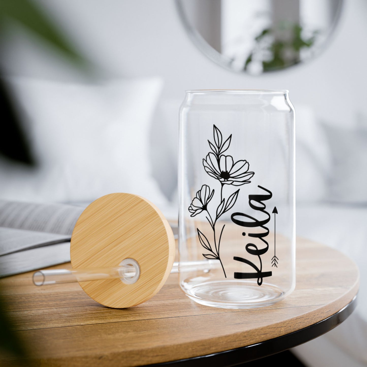 Personalized Glass Cup, 16oz | With Lid & Straw