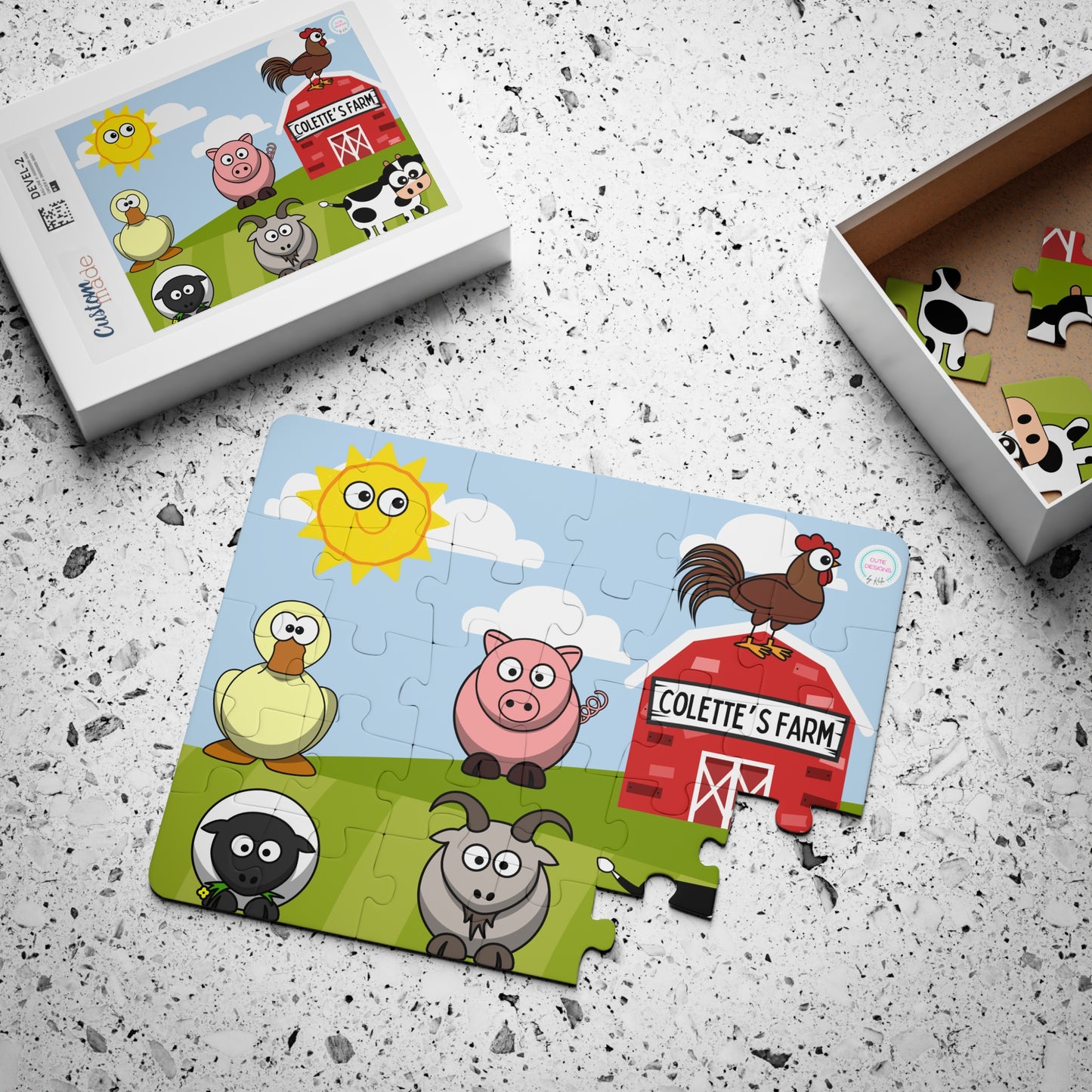 Personalized Kids' Toddler Puzzle, 30-Piece Farm Animals