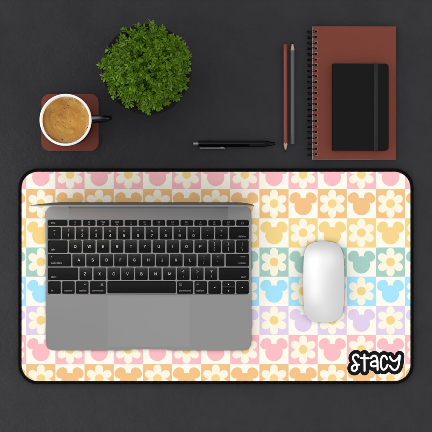 Cute Daisy Checkered Disney Desk Mat, Retro Desk Mat for Home Office, Stylish Gaming Mat, Personalized Desk Accessory, Gift for Gamers, Teachers & Students