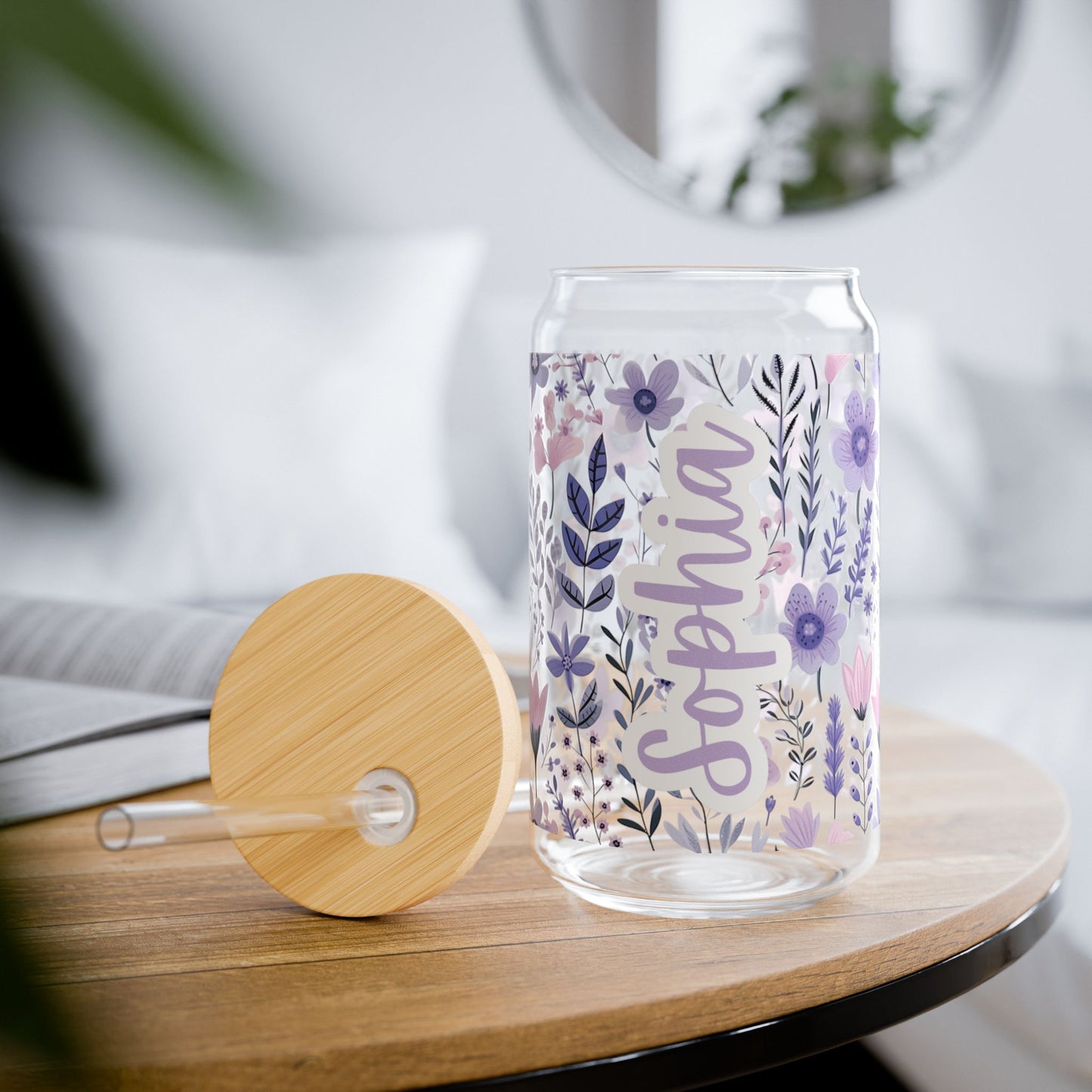 Personalized Glass Cup, 16oz | With Lid & Straw