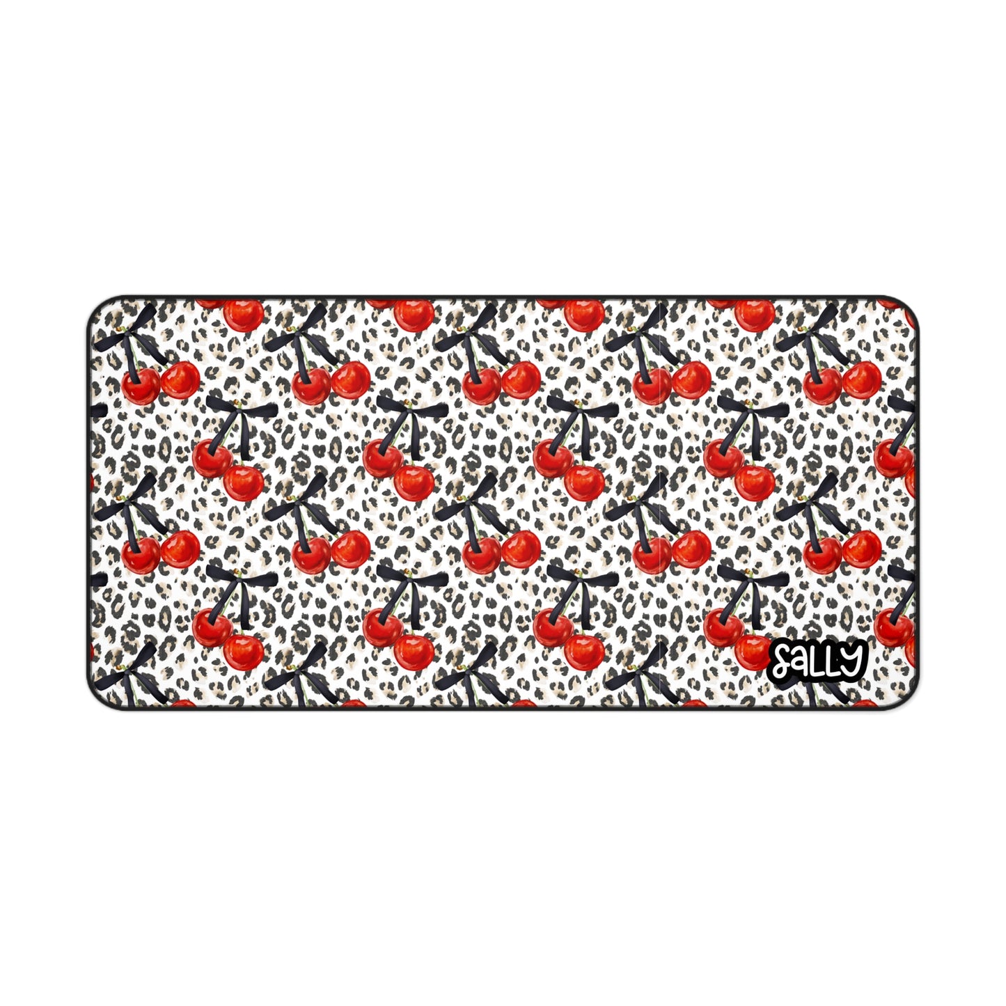 Cherry Leopard Desk Mat — Retro Red Cherry Pattern Mouse Pad