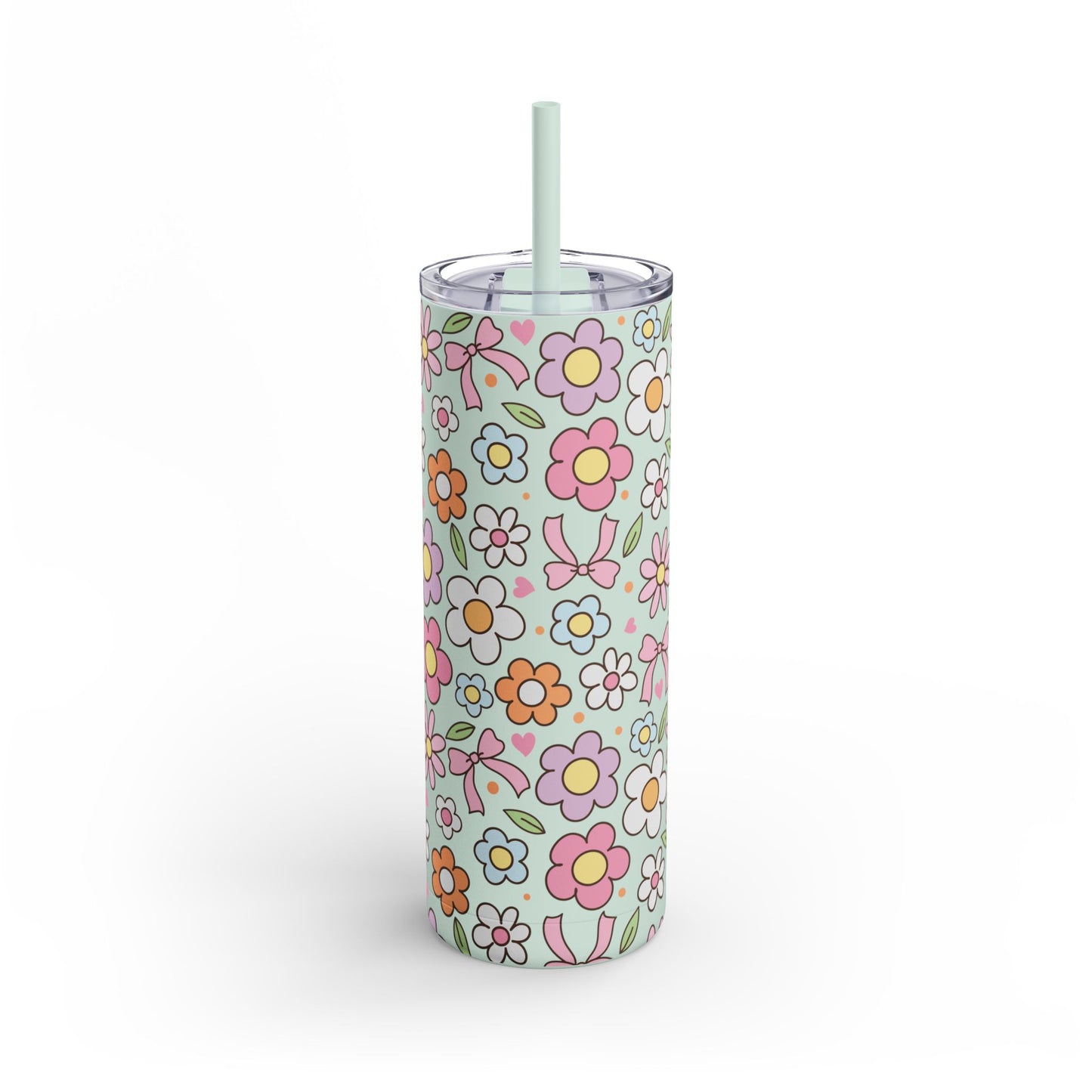 Spring Flowers Tumbler - 20oz Seaglass Green