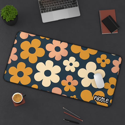 Fall Daisies Desk Mat - Floral Desk Mat - Personalized Office Decor for Home or Work, Playful Design for Teachers, Students, Birthdays, Workspaces, Gifts