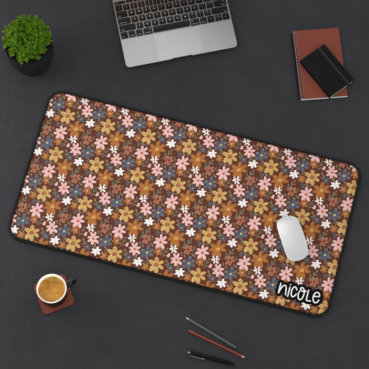 Autumn Floral Desk Mat, Personalized Office Decor, Mouse Pad, Cute Decor for Home, Gifts for Her, Workstation Accessories